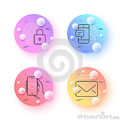 Smartphone sms, Mail and Dating app minimal line icons. For web application, printing. Vector Vector Illustration