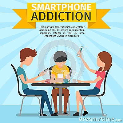 Smartphone, social media and internet addiction Vector Illustration