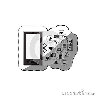 Smartphone social media and multimedia icon set design Vector Illustration