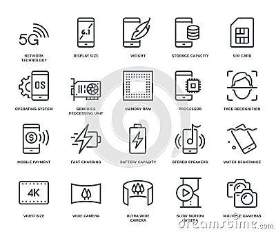 Smartphone Specification Icons Vector Illustration