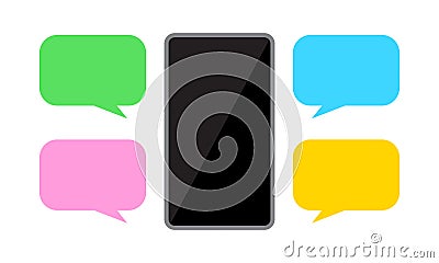 Smartphone and speech bubble, chat concept, dialog box for copy space message, smartphone with bubbles speech for messaging dialog Vector Illustration