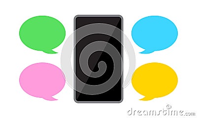 Smartphone and speech bubble, chat concept, dialog box for copy space message, smartphone with bubbles speech for messaging dialog Vector Illustration
