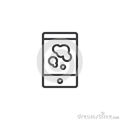 Smartphone with Splattered blood stains outline icon Vector Illustration