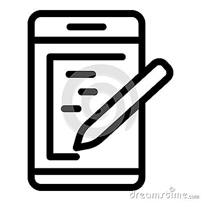 Smartphone stylus icon outline vector. Tablet pad Vector Illustration