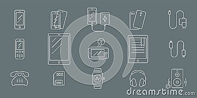 Smartphone and accessories Icons 01 Vector Illustration