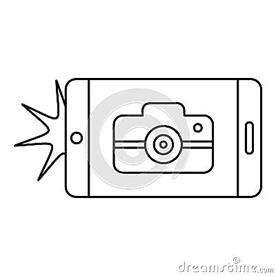 Smartphone take photo icon, outline style Vector Illustration