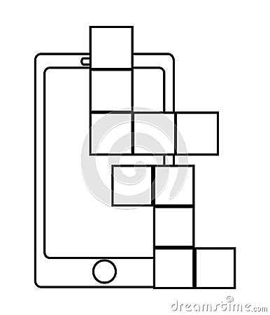 Smartphone and tetrix videogame design Vector Illustration