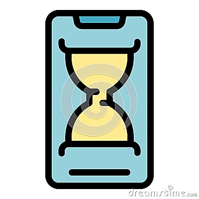 Smartphone time management icon color outline vector Vector Illustration