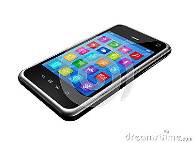 Smartphone Touchscreen HD - apps icons interface Stock Photo