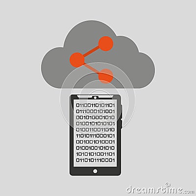 Smartphone transfer cloud data share Vector Illustration