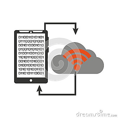 Smartphone transfer cloud data wifi Vector Illustration