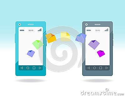Smartphone while transfer data, illustration,vector Vector Illustration