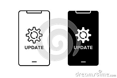 Smartphone update icon vector set. Software symbol. Gear sign Vector Illustration
