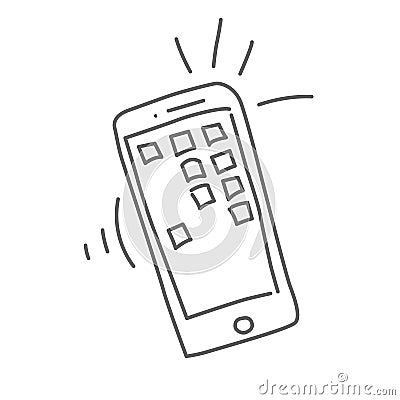 Smartphone vector doodle icon isolated on white, hand drawn sketchy style Vector Illustration