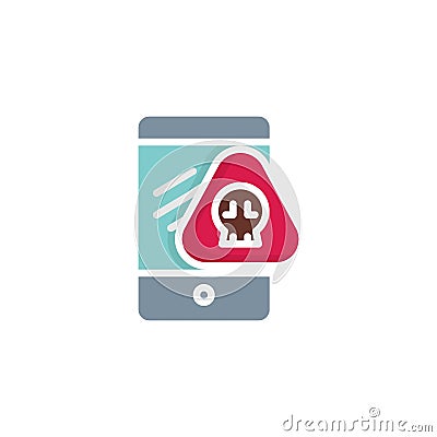 Smartphone virus attack flat icon Vector Illustration