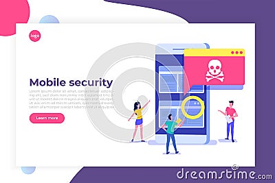 Smartphone virus malware trojan notification or alert. Hacker attack, Mobile security vector concept Vector Illustration