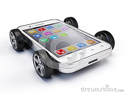 Smartphone on wheels Stock Photo