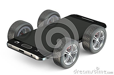 Smartphone on wheels Stock Photo