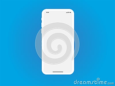 Mobile Phone White Mockup Template Vector on Blue Vector Illustration