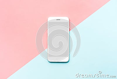 Smartphone,white mobile phone on colorful background.flat lay Stock Photo