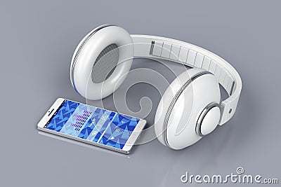 Smartphone and wireless headphones Stock Photo