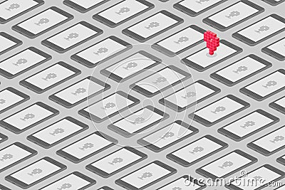 Smartphones black color isometric flat design Vector Illustration