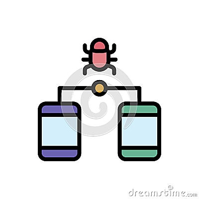 Smartphones bug cyber icon. Simple color with outline vector elements of hacks icons for ui and ux, website or mobile application Stock Photo