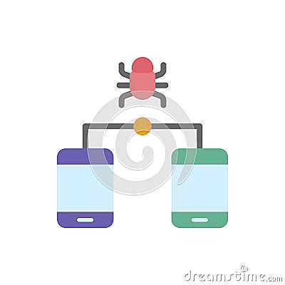 Smartphones bug cyber icon. Simple color vector elements of hacks icons for ui and ux, website or mobile application Stock Photo