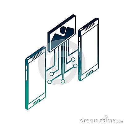 Smartphones devices with circuit electronic and image format Vector Illustration