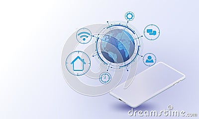 Smartphones,global network Vector futuristic,Internet of Things system,connections internet of things,networking futuristic social Stock Photo