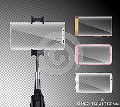 Smartphones Realistic Selfie Set Vector Illustration