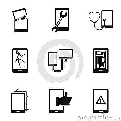 Smartphones service icon set, simple style Vector Illustration