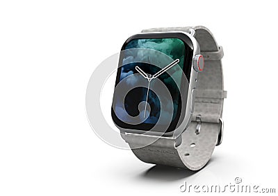 Smartwatch - Apple Watch 4, silver, on white Stock Photo