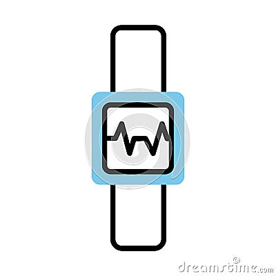 Smartwatch with cardio app line half color style icon Vector Illustration