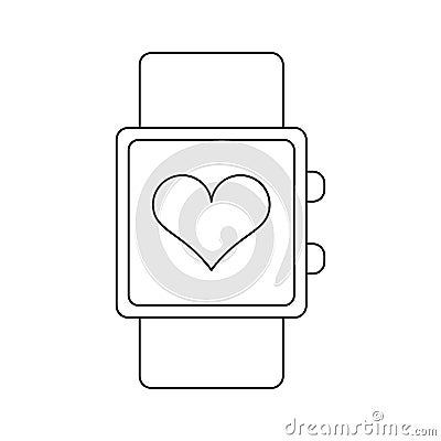 Smartwatch with cardio symbol black and white Vector Illustration
