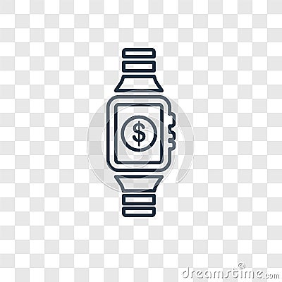 Smartwatch concept vector linear icon isolated on transparent ba Vector Illustration