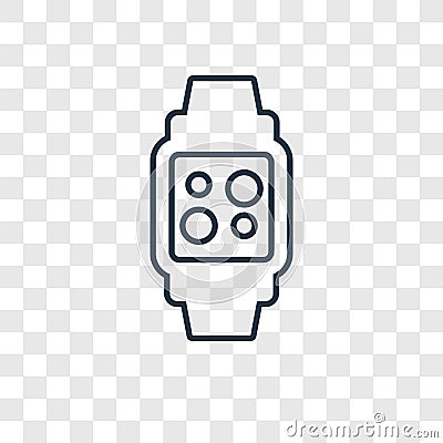 Smartwatch concept vector linear icon isolated on transparent ba Vector Illustration