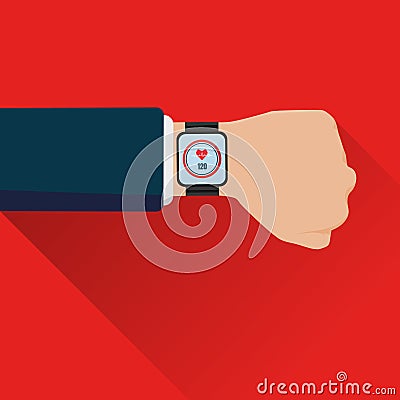 Smartwatch on hand display healthcare application Vector Illustration