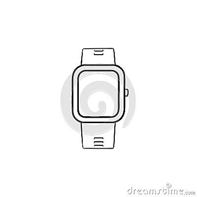 Smartwatch hand drawn outline doodle icon. Vector Illustration