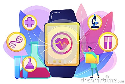 Smartwatch health tracker concept vector illustration. Vector Illustration