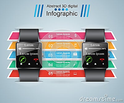 Smartwatch icon. Abstract infographic. Vector Illustration