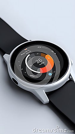 Smartwatch Interface Design, Exploring Modern UI UX for Wearable Technology with Circular Display and Data Visualiz Stock Photo