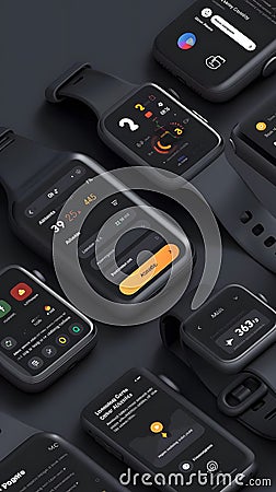 Smartwatch Interface Design, Exploring User-Friendly Features and Modern Aesthetics for Enhanced User Experience wi Stock Photo