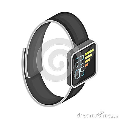 Smartwatch with Touchscreen Interface as Wireless Network Communication Technology Isometric Vector Illustration Vector Illustration