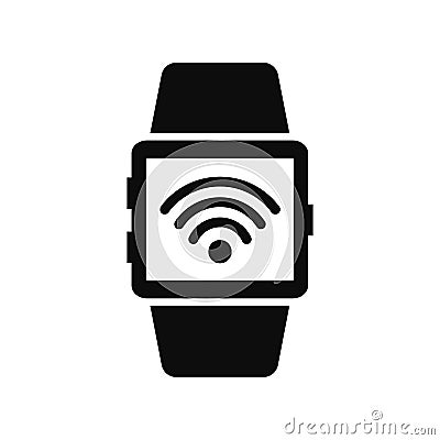 Smartwatch with wifi connect symbol, smart watch icon wireless connection â€“ vector Vector Illustration
