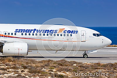 Smartwings Boeing 737-800 airplane Heraklion Airport in Greece Editorial Stock Photo