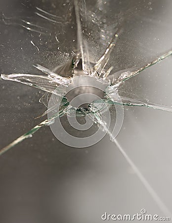 Smashed glass window Stock Photo