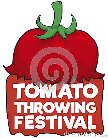Smashed Tomato with Greeting Text Inviting You to Tomato Festival, Vector Illustration Vector Illustration