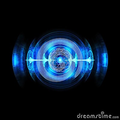 Smashing High Energy Particles Producing Discharge. Antigravity, Magnetic Field Stock Photo