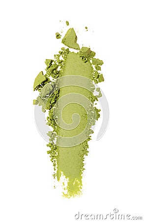 Smear of crushed green eyeshadow as sample of cosmetic product Stock Photo